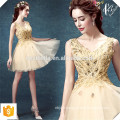 New Fashion Lady Golden Robe de fête de Noël Elegant Slim Sexy Wedding Evening Party Mini robe d&#39;or